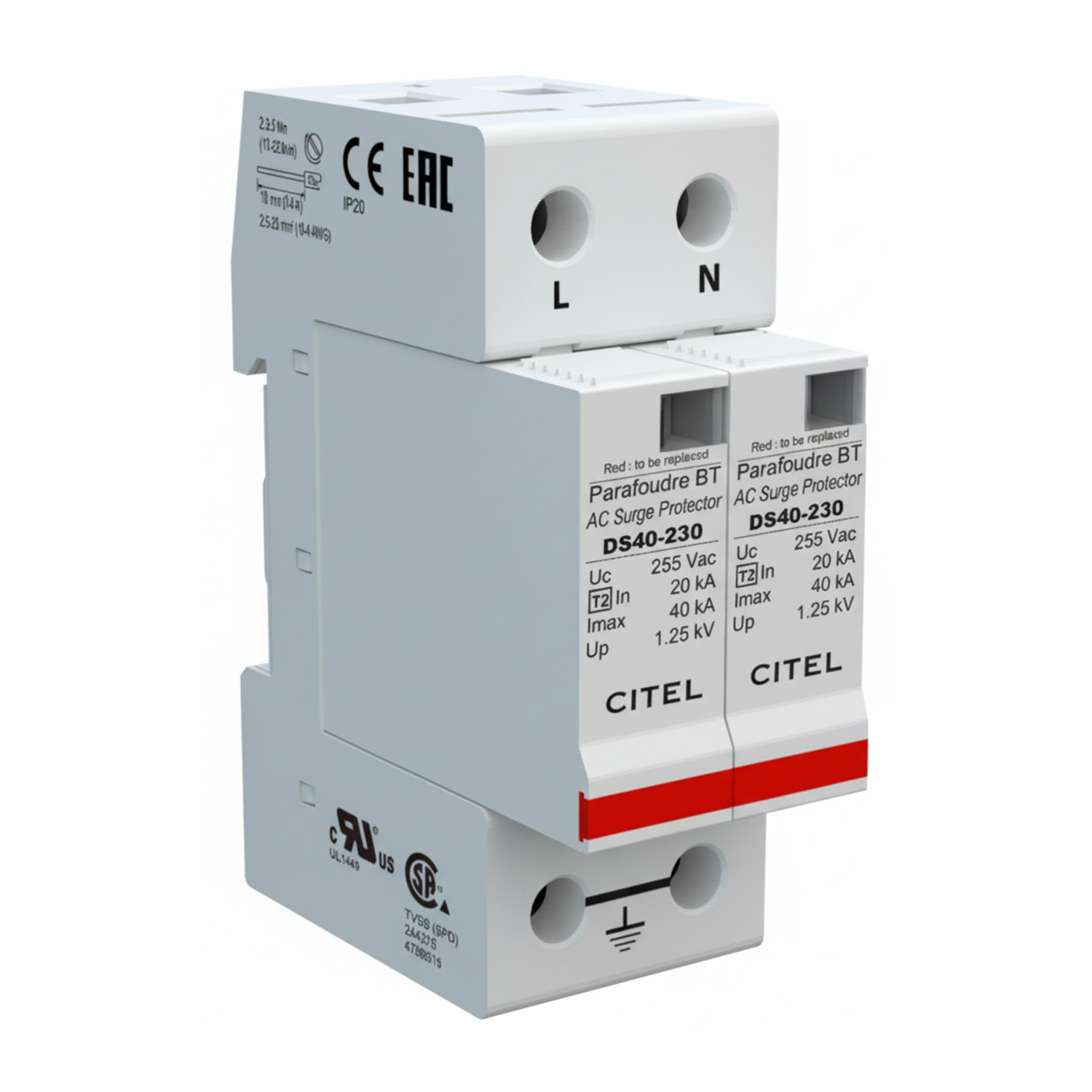 Túlfeszültség-levezető CITEL AC 1-fázisú T2 / C461501 DS42-230